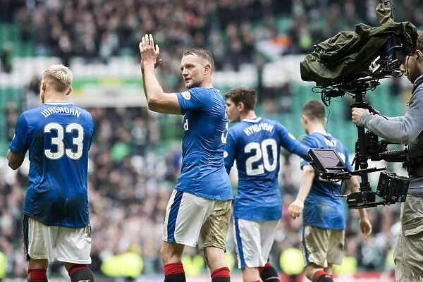 Rangers Clint Hill: Celebrating and Applauding Fans after Scottish Cup Triumph at Celtic Park (2003)