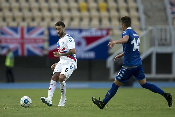 Rangers Connor Goldson in Action at UEFA Europa League: Rangers vs FC Shkupi, Philip II Arena
