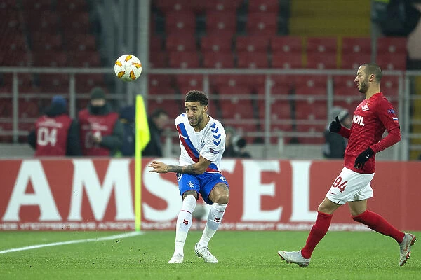 Rangers Connor Goldson in Europa League Action vs. Spartak Moscow at Otkritie Arena