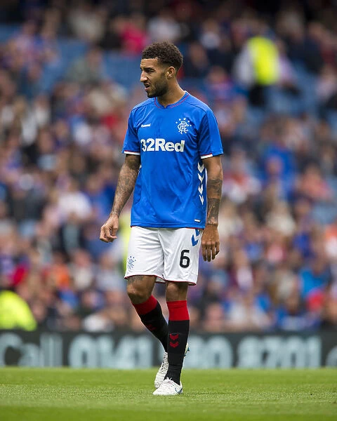 Rangers Connor Goldson at Ibrox Stadium: Pre-Season Friendly against Wigan Athletic - Scottish Cup Champion's Homecoming