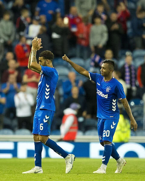 Rangers Connor Goldson Salutes Ibrox Fans in Europa League Victory Celebration