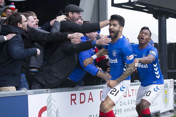Rangers Daniel Candeias Celebrates Goal in St Mirren Clash, Ladbrokes Premiership