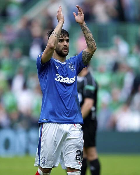 Rangers Daniel Candeias: Celebrating Premiership Victory with Fans at Easter Road