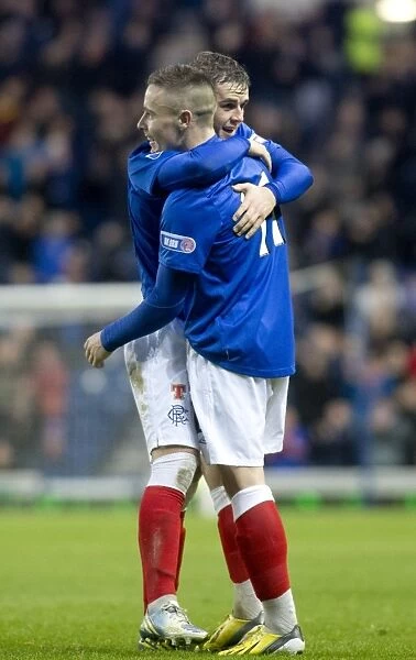 Rangers David Templeton and Barrie McKay: Celebrating Goals in Rangers 3-0 Victory over Clyde at Ibrox Stadium