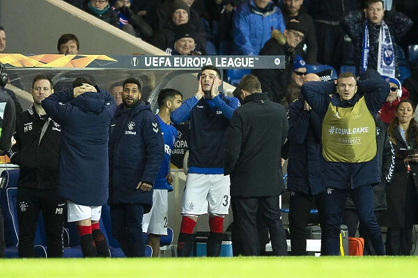 Rangers: Disbelief on the Bench after Eros Grezda's Missed Opportunity vs Spartak Moscow, UEFA Europa League, Ibrox Stadium