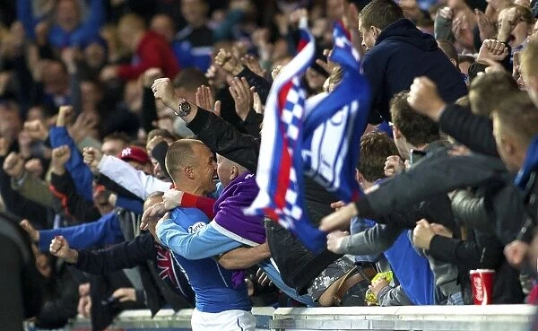 Rangers Epic Goal: Kenny Miller Unites with Jubilant Fans in Scottish Premiership Play-Off Semi-Final at Ibrox Stadium