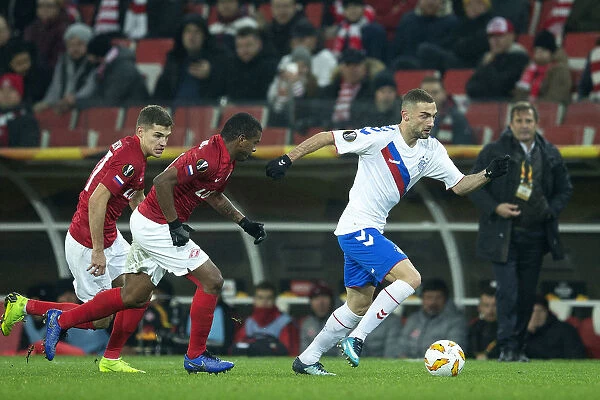 Rangers Eros Grezda in Action against Spartak Moscow in UEFA Europa League Group G at Otkritie Arena