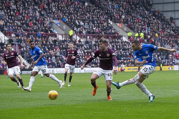 Rangers Eros Grezda Takes Aim: Hearts vs Rangers, Ladbrokes Premiership, Tynecastle