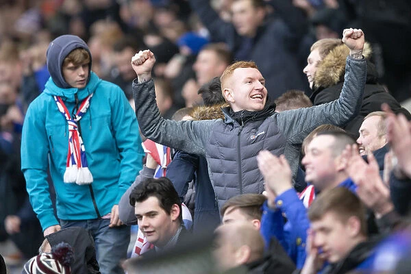 Rangers Fans Celebrate at Dens Park: Scottish Premiership Clash Against Dundee (2003 Scottish Cup Win)