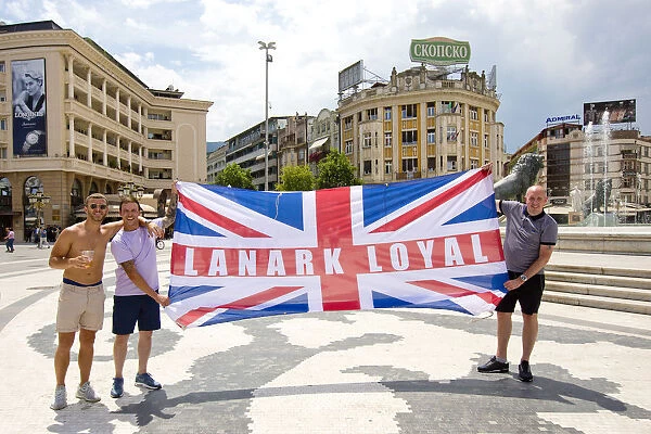 Rangers Fans Rally in Skopje's Square Before Europa League Clash Against FK Shkupi: Scottish Cup Champions (2003)