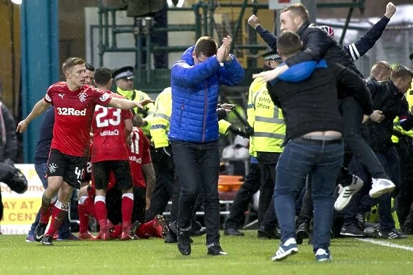 Rangers Fans Uncontainable Euphoria: Invading the Pitch After Jason Cummings Goal (Ladbrokes Premiership)