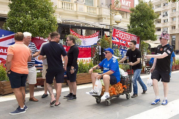 Rangers Fans Unite in Skopje's Square: Pursuing Europa League Victory as 2003 Scottish Cup Champions
