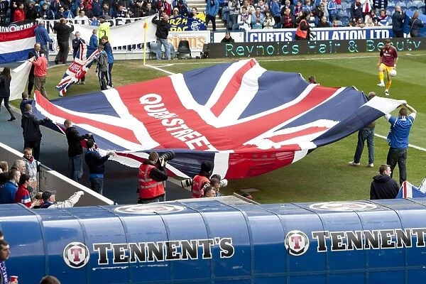 Rangers Fans United: A Sea of Flags at Ibrox Stadium - Passionate Rangers Supporters Rally During SPL Match