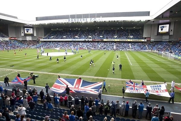 Rangers Fans United: A Sea of Flags at Ibrox Stadium during the Rangers vs Motherwell Clydesdale Bank Scottish Premier League Match