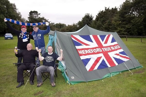 Rangers Fans Vibrant Camp: A Sea of Blue and White at Annan Athletic's Galabank Stadium (0-0)