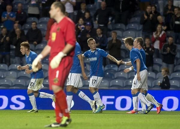 Rangers FC: 17-Year-Old Barrie McKay Scores and Celebrates with Team Mates in Ramsden Cup Round Two at Ibrox Stadium (2-0 vs Berwick Rangers)