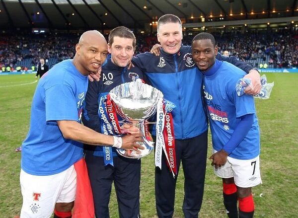 Rangers FC: Celebrating Co-operative Cup Victory with Diouf, Owen, Stewart, and Edu