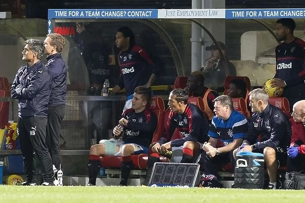 Rangers FC: Declan John and Bruno Alves on the Bench during Betfred Cup Quarterfinal at Partick Thistle's Stadium