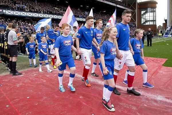 Rangers FC: Fraser Aird and Mascots Celebrate 1-0 Victory Over Berwick Rangers at Ibrox Stadium - Irn Bru Sponsored Match