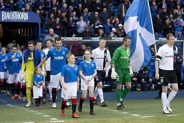 Rangers FC: Lee McCulloch and Mascots Kick-Off Scottish League One Match against Ayr United - 2003 Scottish Cup Champions