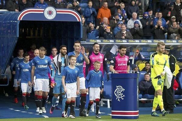 Rangers FC: Lee Wallace Kicks Off Scottish Premiership Match at Ibrox Stadium - 2003 Scottish Cup Triumph (Rangers Captain Leads Out Players and Mascots)