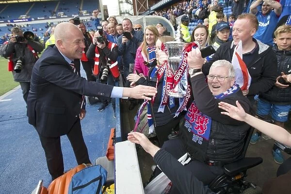 Rangers FC: Mark Warburton and Jubilant Fans Celebrate Ladbrokes Championship Win at Ibrox Stadium (Scottish Cup Triumph, 2003)