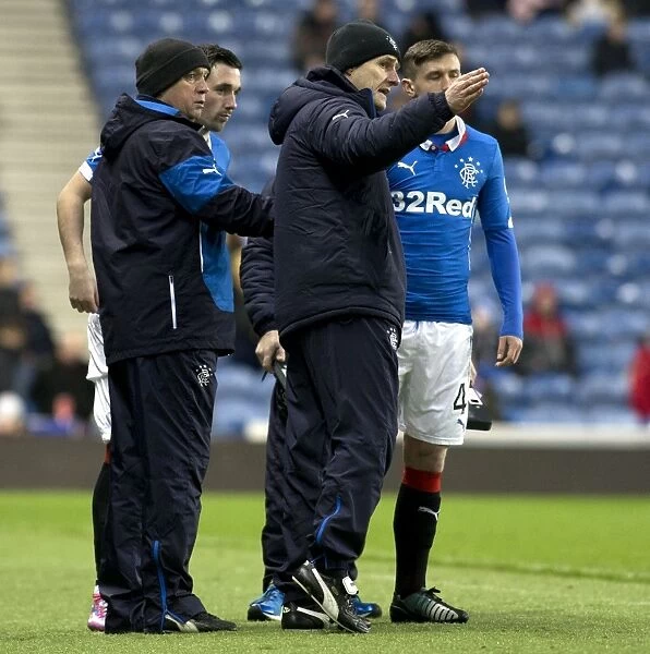 Rangers FC: McDowall and Durie Plotting with Subs Clark and Aird at Ibrox Stadium - Championship Match vs Dumbarton