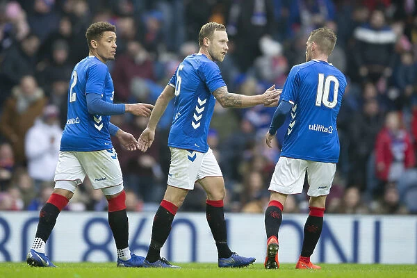 Rangers FC: Scott Arfield and Steven Davis Celebrate Goal in Friendly Against HJK Helsinki at Ibrox Stadium