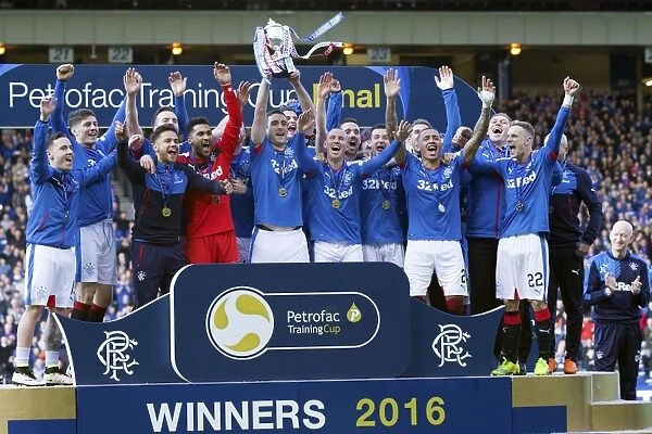 Rangers FC: Triumphant Victory in the Petrofac Training Cup Final at Hampden Park (2003) - Lee Wallace Lifts the Trophy