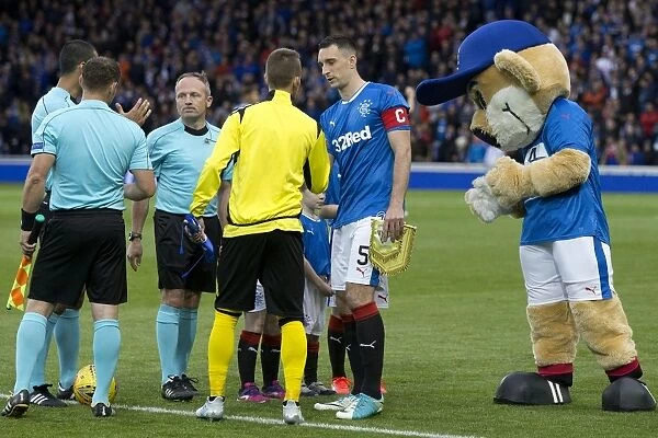 Rangers FC vs FC Progres Niederkorn: Lee Wallace and Opponent Captain Exchange Pre-Match Handshakes in UEFA Europa League