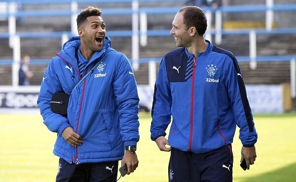 Rangers FC: Wes Foderingham and John Eustace Arrive at Cappielow Park for Ladbrokes Championship Match