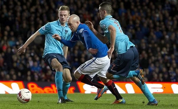 Rangers FC's Nicky Law Dazzles with Skillful Past Two Players in Scottish Cup Showdown vs. Dunfermline Athletic at Ibrox Stadium (Champions 2003)