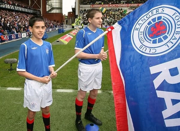 Rangers Flag Bearers Celebrate 1-0 Victory Over Celtic at Ibrox