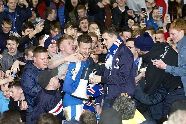Rangers Football Club: Andy Halliday's Epic Goal Celebration with Fans in Ladbrokes Championship Match vs Dumbarton at Ibrox Stadium