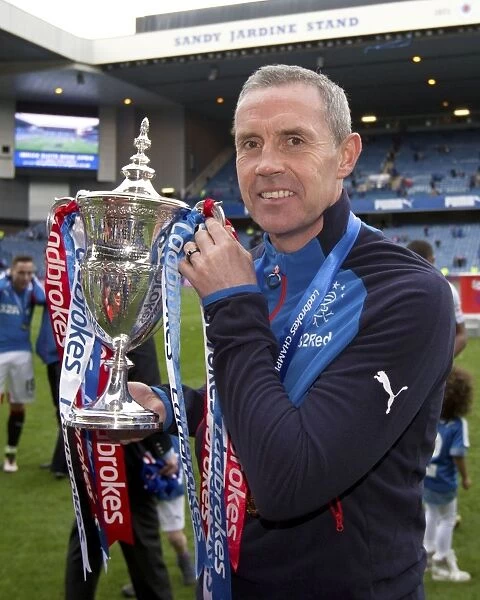 Rangers Football Club: Assistant Manager David Weir's Victory with the Ladbrokes Championship Trophy at Ibrox Stadium