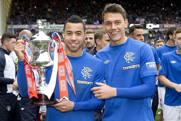 Rangers Football Club: Celebrating Third Division Victory with Kane Hemmings and Kal Naismith at Ibrox Stadium - Irn-Bru Trophy Triumph