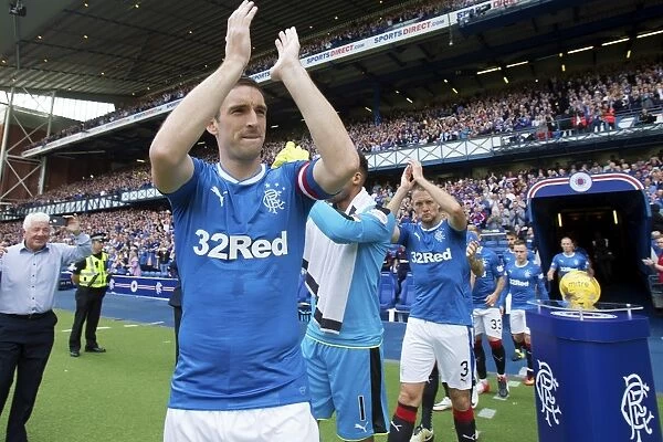 Rangers Football Club: Celebrating a Historic Double with Lee Wallace and Mascots and the Premiership and Scottish Cup Trophies (2003)
