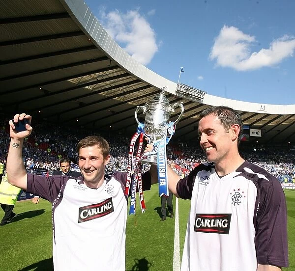 Rangers Football Club: Celebrating Scottish Cup Victory 2008 - Thomson and Weir with the Trophy