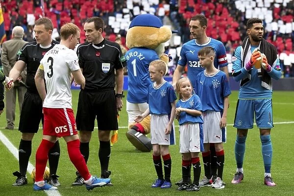 Rangers Football Club: Celebrating Scottish Cup Victory with Captain Lee Wallace and Mascots at Ibrox Stadium
