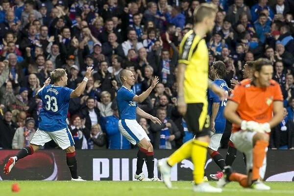 Rangers Football Club: Euphoric Moment - Kenny Miller's Thrilling Goal Celebration in Europa League Qualifier