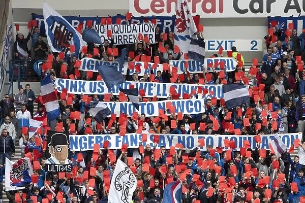 Rangers Football Club: Euphoric Murray Park - Rangers 3-1 St Mirren: Unified Fans Celebrate with Triumphant Banners and Card Display