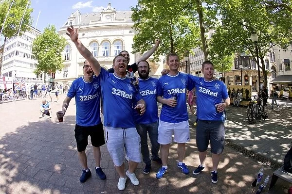 Rangers Football Club Fans Soak Up Sunshine in Luxembourg During UEFA Europa League Match (Scottish Cup Winners 2003)