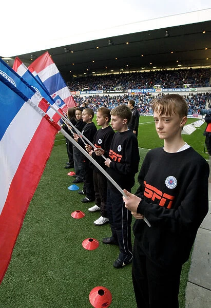 Rangers Football Club: Flag Bearers Celebrate Clydesdale Bank Premier League Victory over Hibernian (3-1) at Ibrox