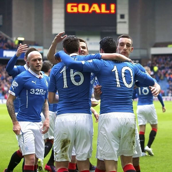 Rangers Football Club: Haris Vuckic's Thrilling Goal and Emotional Celebration with Team Mates in Scottish Championship Match vs Livingston