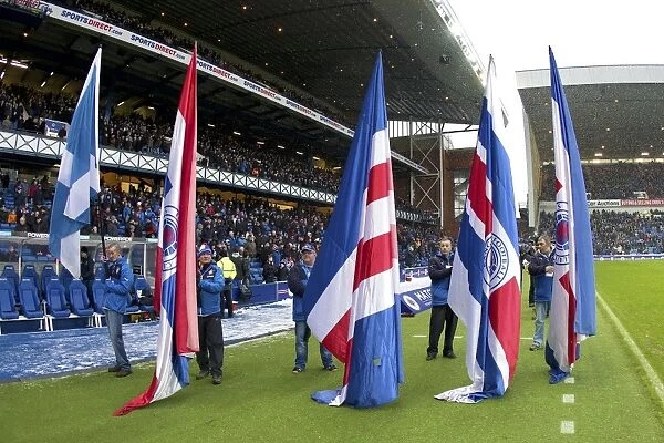 Rangers Football Club: Honoring Glory - Flag Bearers Celebrate 2003 Scottish Cup Victory at Ibrox Stadium
