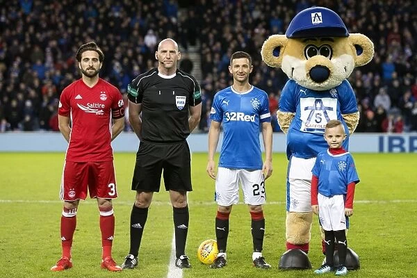 Rangers Football Club: Jason Holt and the Mascot Leading the Team at Ibrox Stadium - Premiership Showdown with Aberdeen (Scottish Cup Champions 2003)