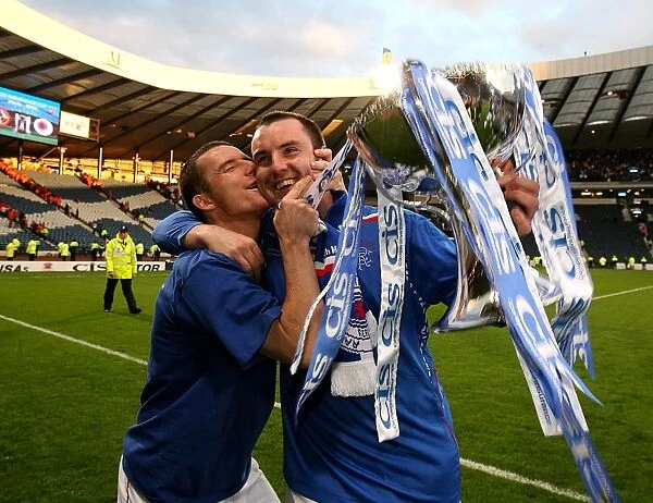 Rangers Football Club: Kris Boyd and Barry Ferguson Celebrate CIS Insurance Cup Victory Over Dundee United (2008)