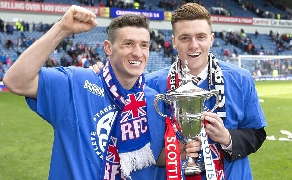Rangers Football Club: League One Victory - Fraser Aird and Lewis Macleod Celebrate with the Trophy