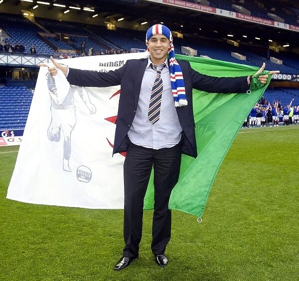 Rangers Football Club: Madjid Bougherra's Euphoric Title Victory at Ibrox Amidst Thousands of Fans (SPL Champions 2009-2010)