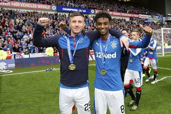 Rangers Football Club: Michael O'Halloran and Gedion Zelalem Celebrate Championship Win at Ibrox Stadium